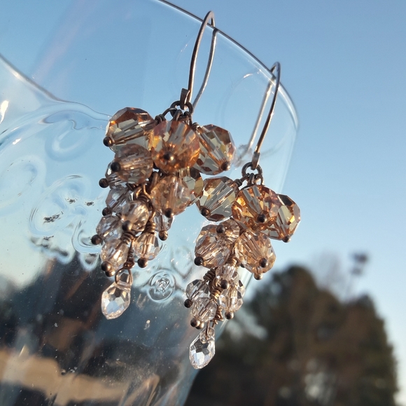 Crystal Dangle Earrings Chandelier Gold Silver - Picture 8 of 12